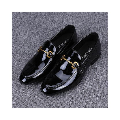 2026 New Trendy Slim Fit Patent Leather Glossy Men s Casual Leather Shoes Genuine Leather Korean Style Business Leather Shoes with Metal Buckle image 4