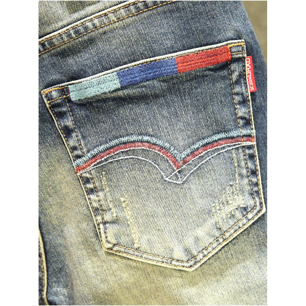 High quality American retro style men s slim fit straight leg stretch jeans trendy brand unique color blocked pants image 3