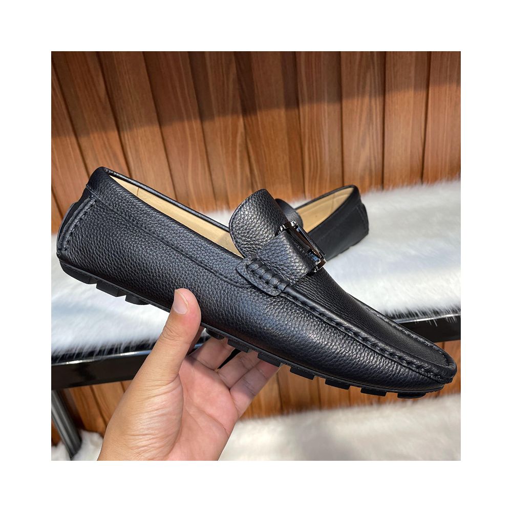 European style luxury brand men s loafers 2026 new summer style genuine leather trendy men s shoes slip on leather shoes image 2
