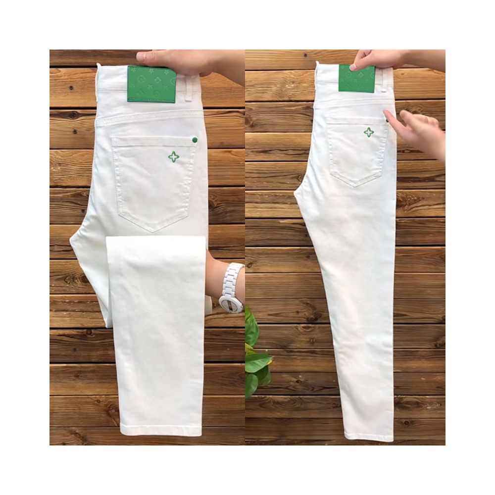 Men s white jeans spring style European trendy brand slim fit comfortable breathable versatile simple and casual image 1
