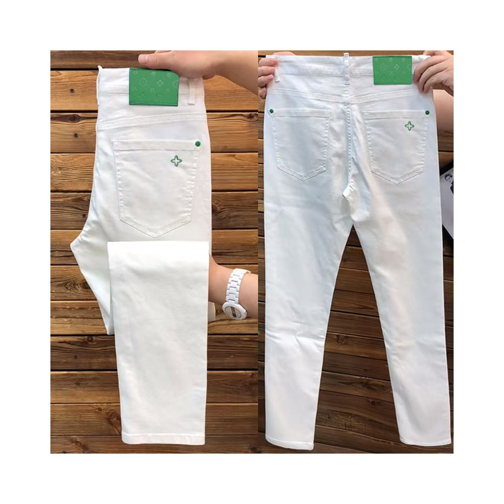 Men s white jeans spring style European trendy brand slim fit comfortable breathable versatile simple and casual image 3