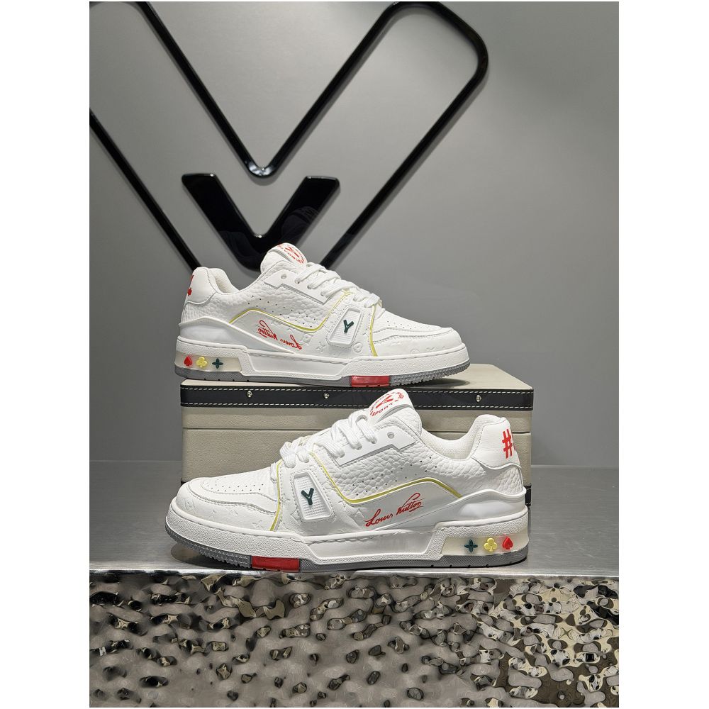 New Men s Sneakers 2026 Summer Trendy Low Top Shoes Korean Style Printed Comfortable White Casual Shoes image 0