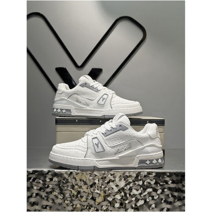 New Men s Sneakers 2026 Summer Trendy Low Top Shoes Korean Style Printed Comfortable White Casual Shoes image 1