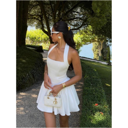 Sexy Mini Dress European and American Summer Party Music Festival Short Skirt Halter Neck Sexy Outing Dress image 0