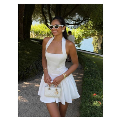 Sexy Mini Dress European and American Summer Party Music Festival Short Skirt Halter Neck Sexy Outing Dress image 2